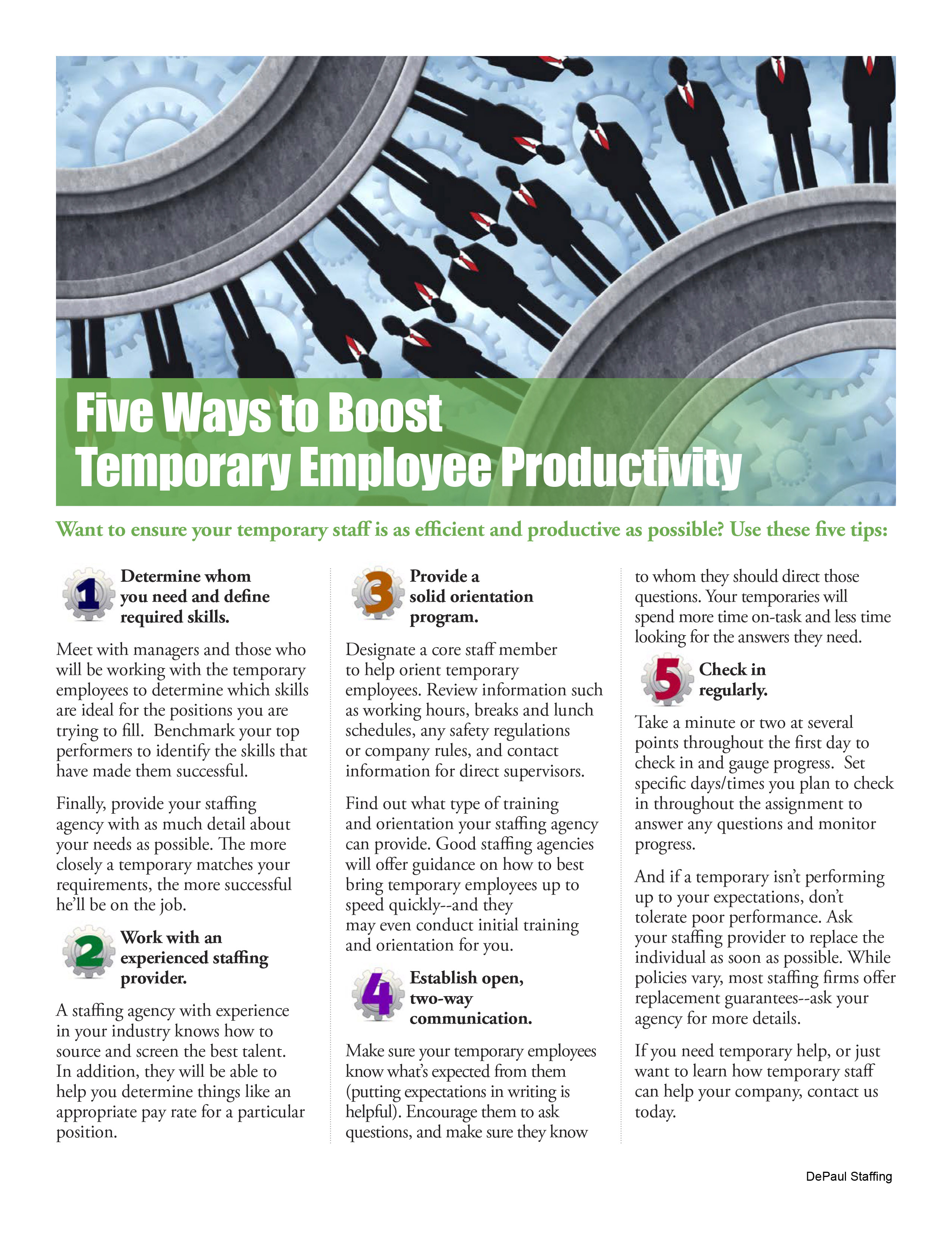 Infographic - Five Ways to Boost Temporary Employee Productivity Flyer