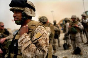 Soldiers wearing camouflage