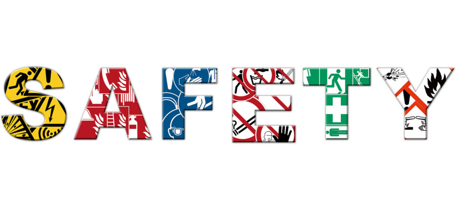 Workplace safety banner with safety symbols