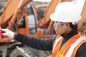 Construction worker wearing hard hat