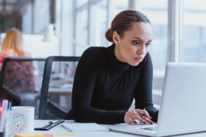 Woman working on laptop
