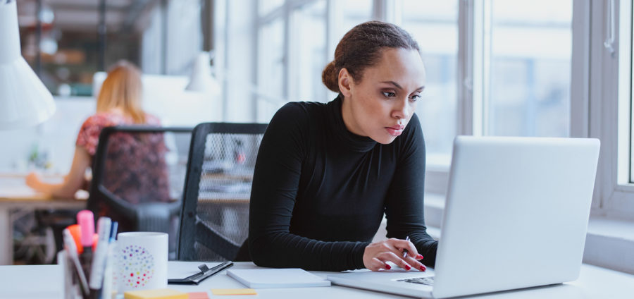 Woman working on laptop