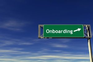 Sign that reads "onboarding"