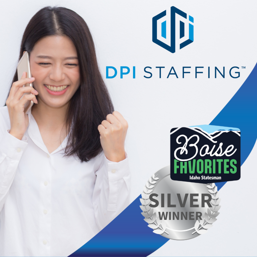 Woman celebrating placing silver on Boise Favorites list of staffing agencies