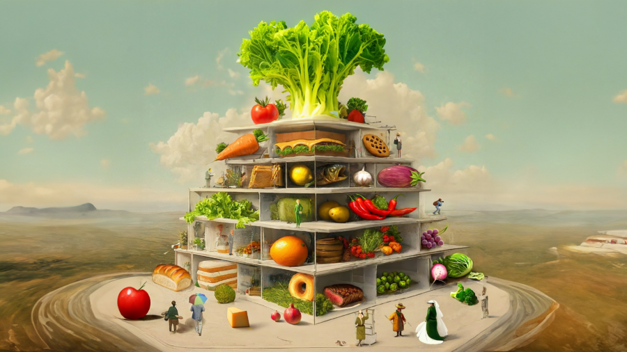 Food pyramid illustration representing importance of staffing