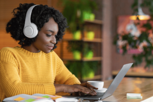 Upskilling - woman doing online training