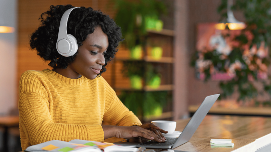 Upskilling - woman doing online training