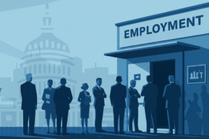 Graphic representing navigating new challenges in government staffing