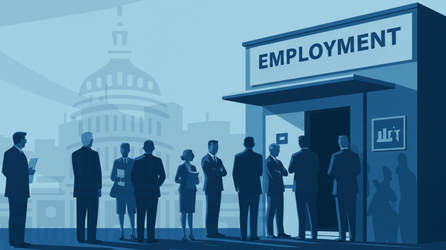 Graphic representing navigating new challenges in government staffing