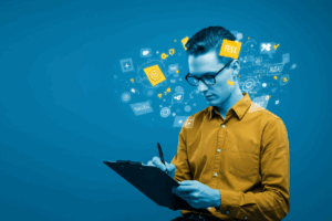 Graphic representing 5 key skills for temp clerical workers