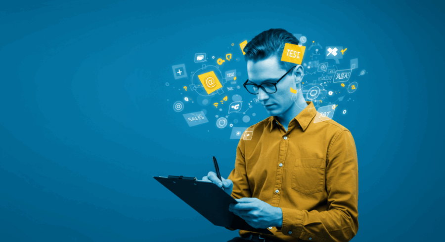 Graphic representing 5 key skills for temp clerical workers