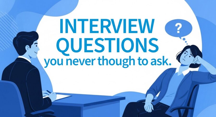 Man asking woman questions during job interview