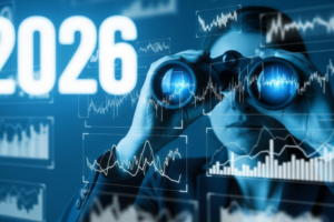 Woman looking through binoculars representing staffing trends to watch in 2026